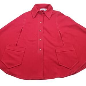 Knockabouts Pendleton Vintage Solid Red Wool Heavy Cloak Cape Shawl‎ Snaps